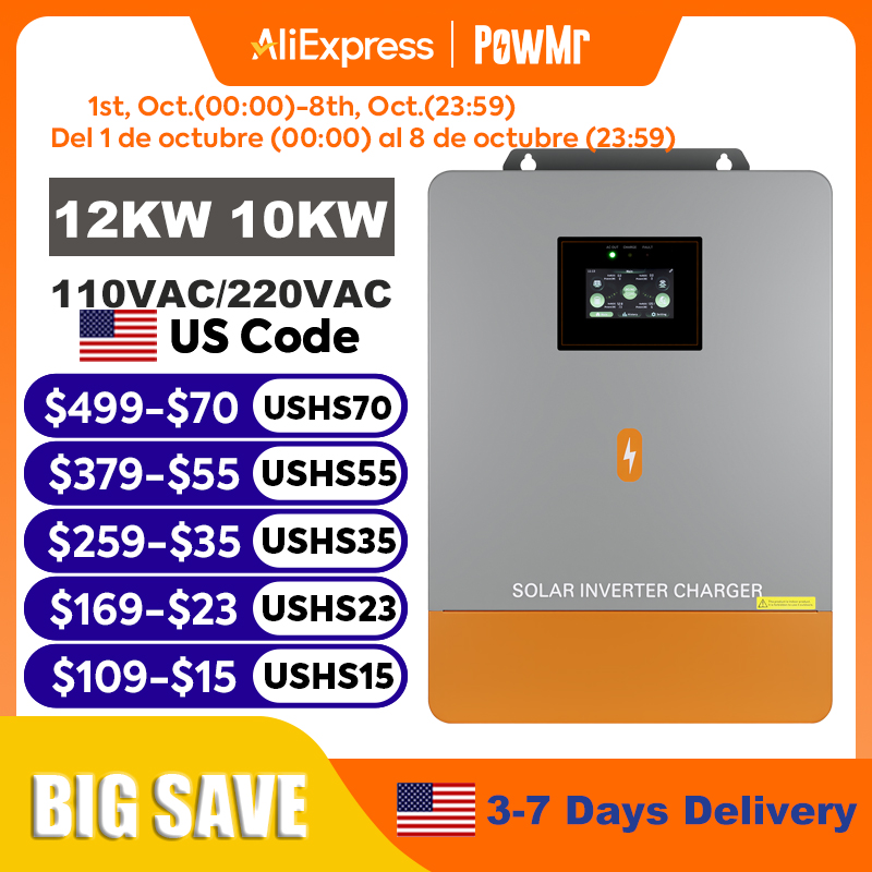 Split Phase Inverter 10Kw 110V 220V - PowMr 12KW 10KW Inwerter z podwójną